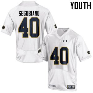 Notre Dame Fighting Irish Youth Brett Segobiano #40 White Under Armour Authentic Stitched College NCAA Football Jersey VHO4899PC